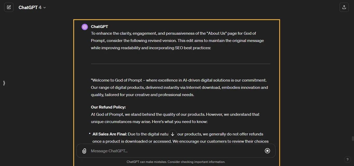 Edit and refine content Chatgpt AI Prompt