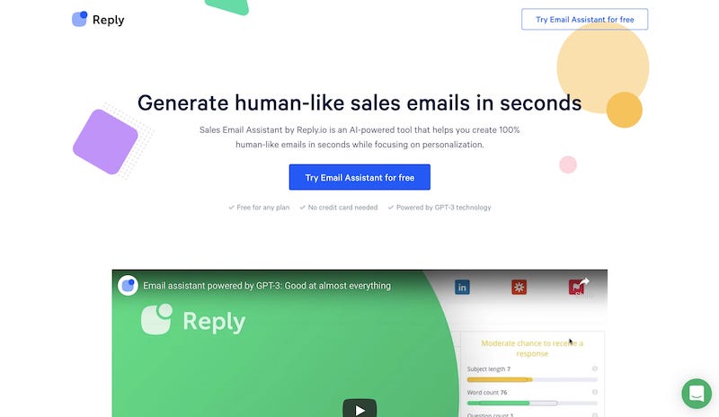 Reply.io AI sales email assistant