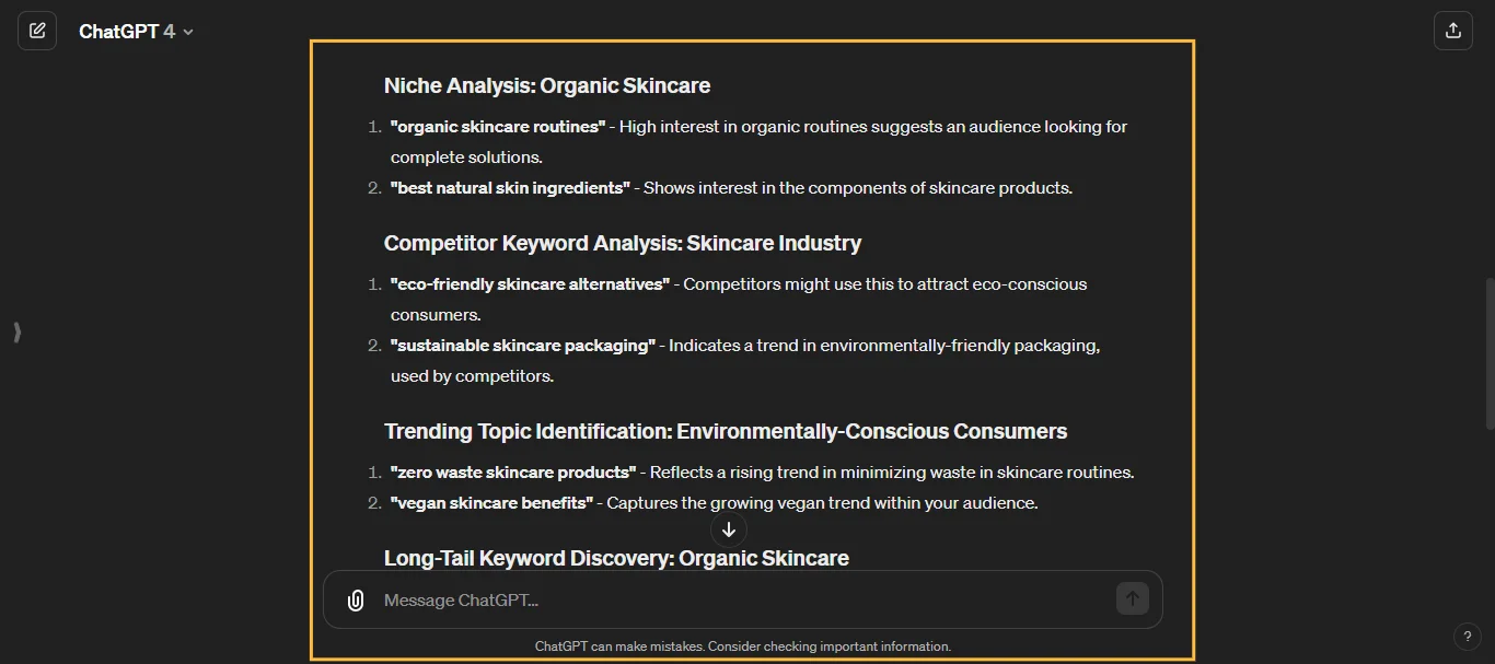 Keyword Research ChatGPT Prompt