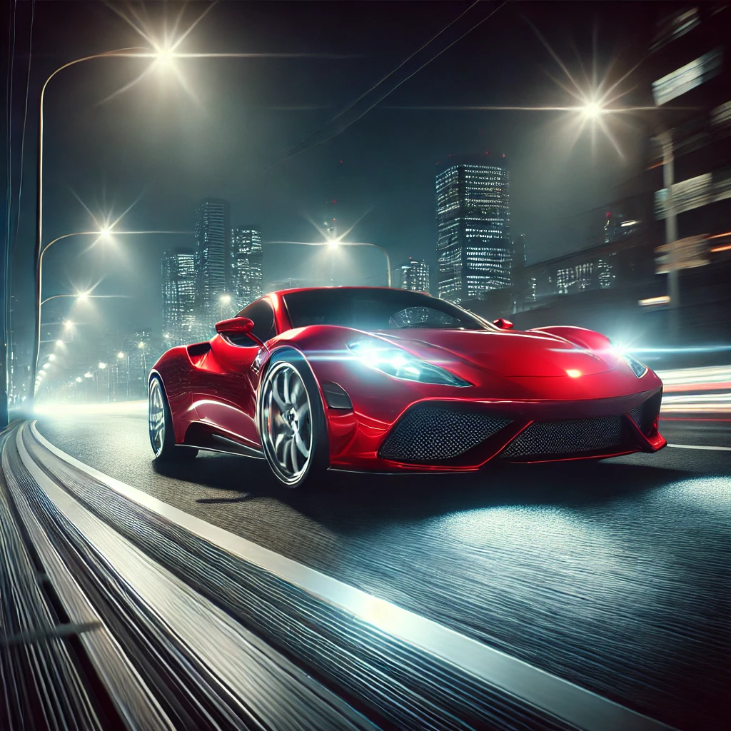 sleek, red sports car generated  by DELL E