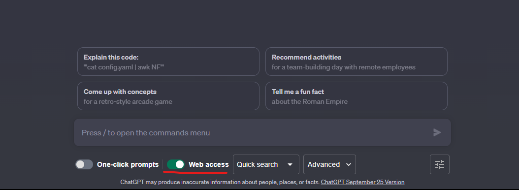 Click on "Web Access" button after installing WebChatGPT Free Chrome Extension.