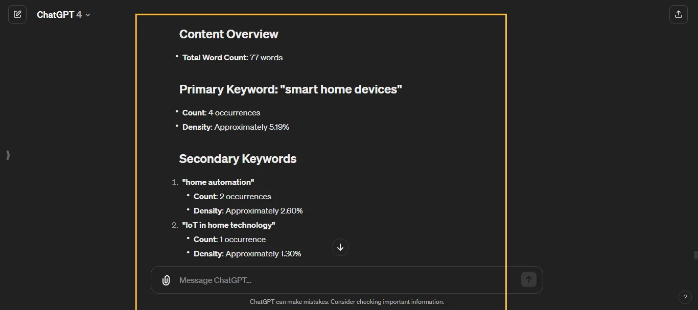 keyword density checker chatgpt prompts