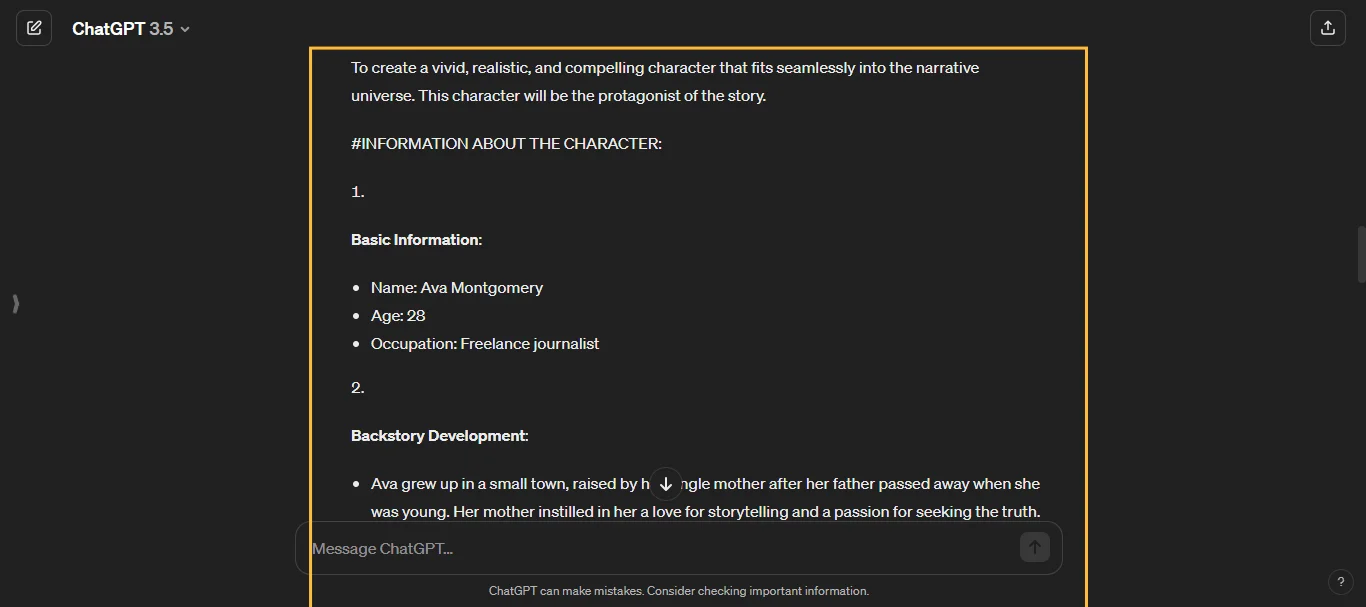 Character Development ChatGPT Prompts