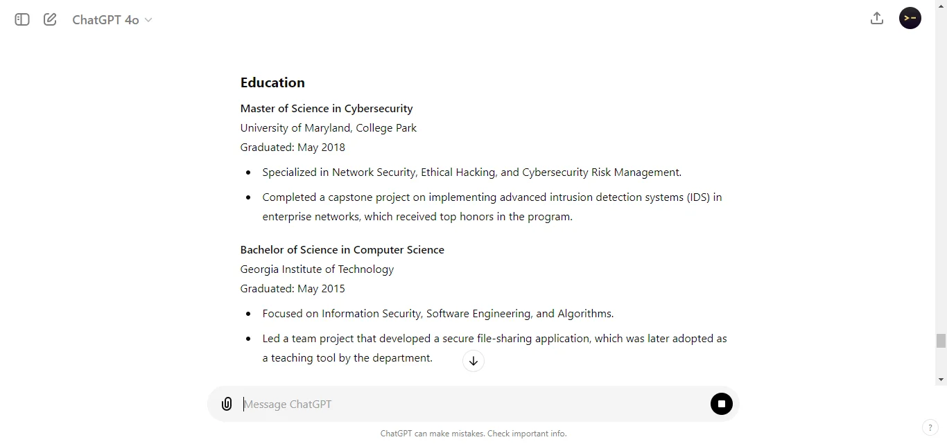 Highlighting Education and Certifications