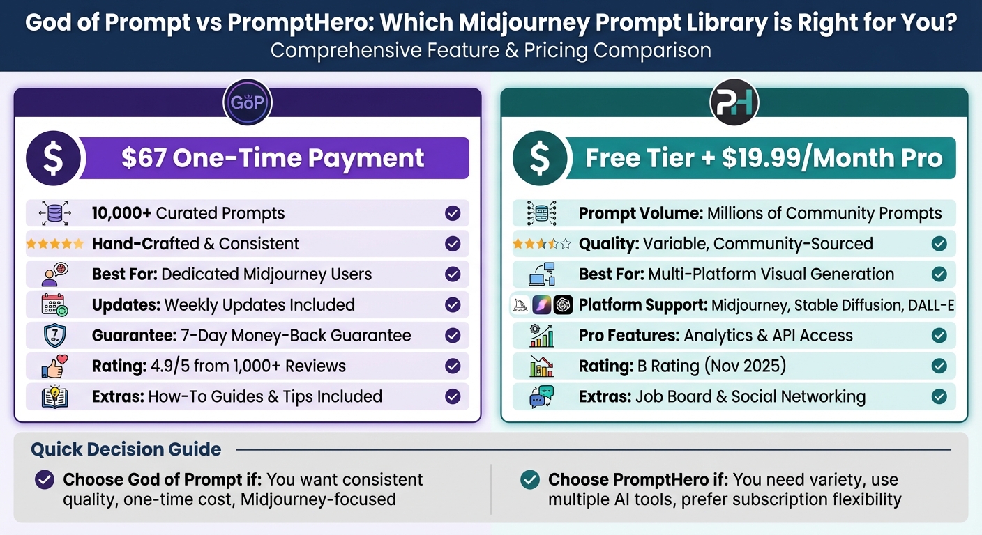 God of Prompt vs PromptHero: Feature and Pricing Comparison