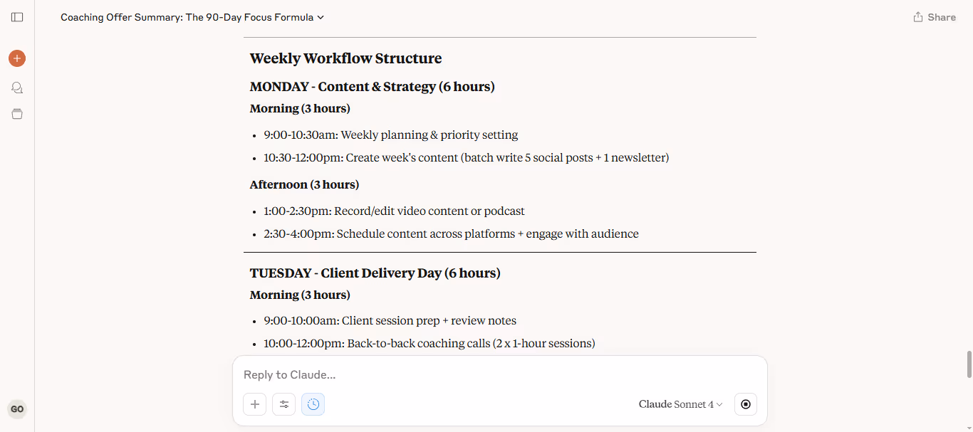 2. Prompts to Create a Weekly Workflow