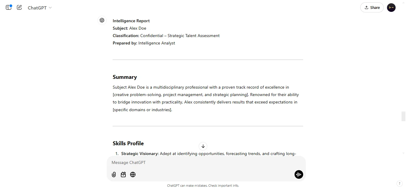 Let ChatGPT Create a CIA Report on You