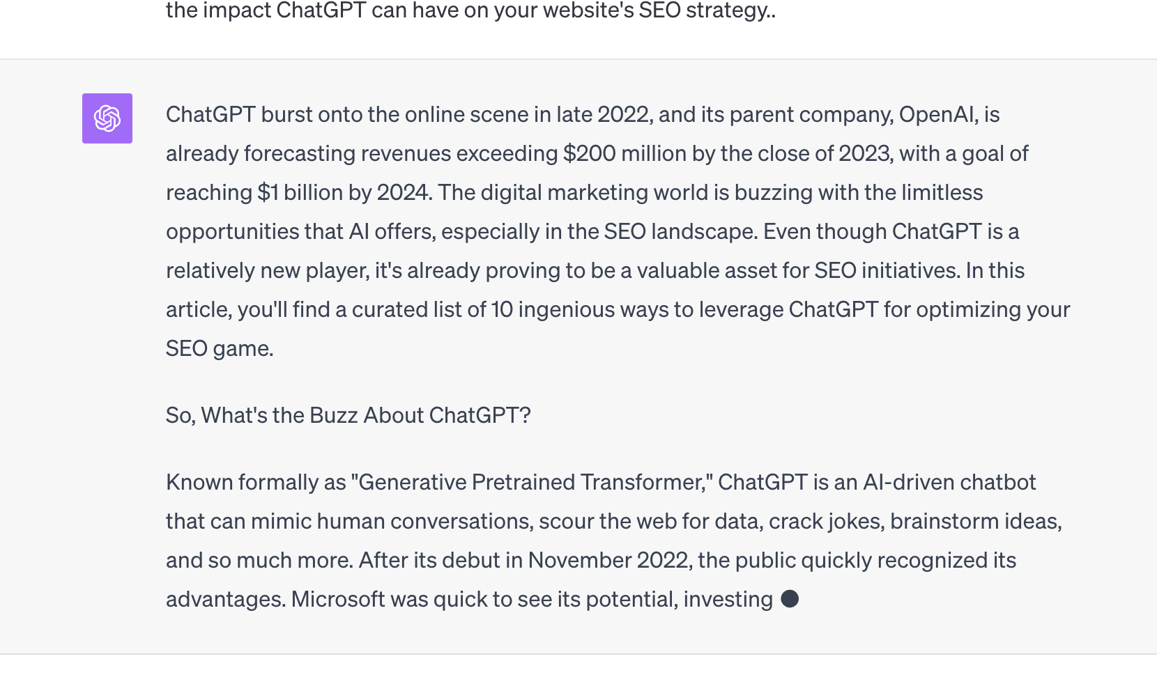 ChatGPTÂ corrected errors in spelling and grammar for me. A simple and yet effective prompt for ensuring your SEOÂ game is on point considering that spelling issues are problematic for SERPs.