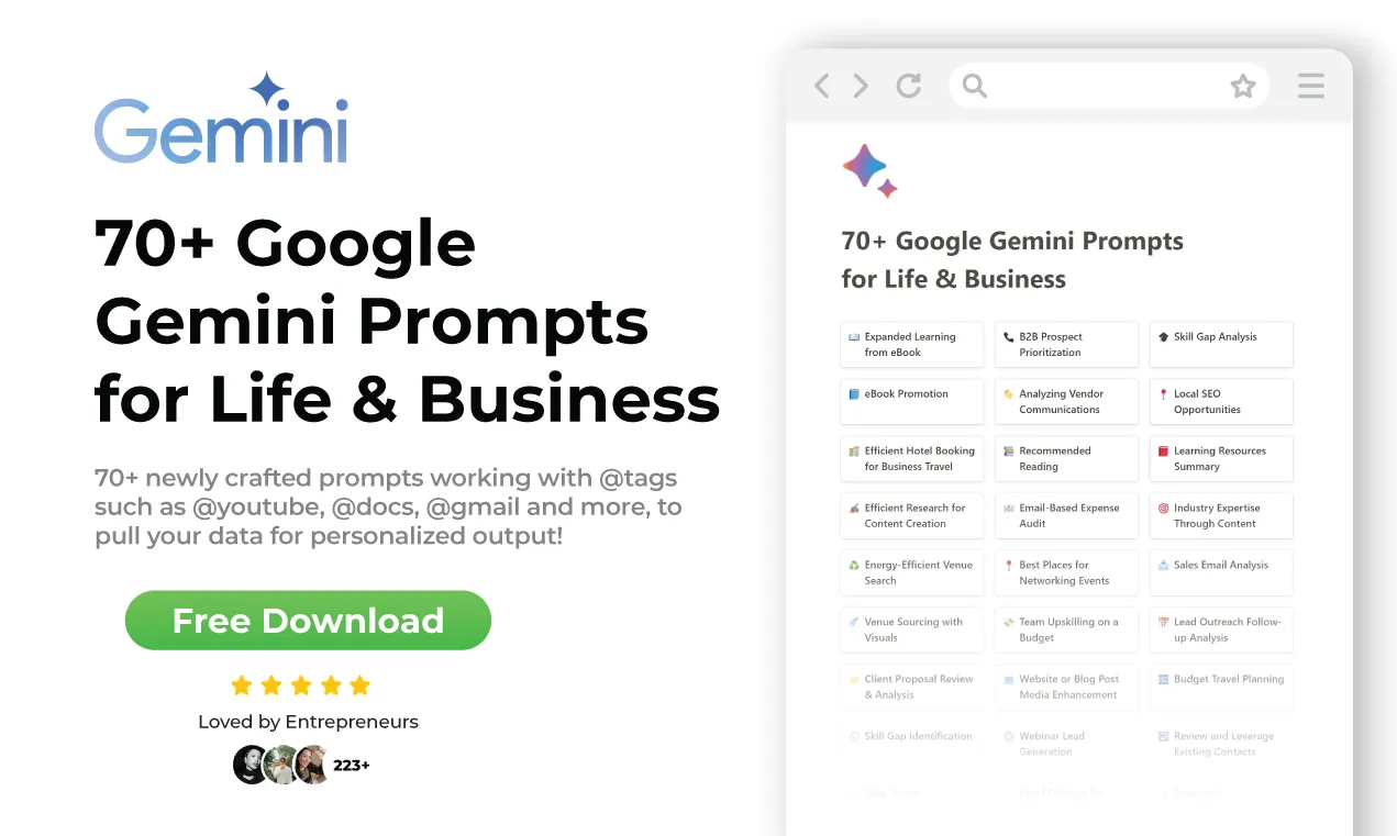 Get 70+ Free Gemini AI Prompts for Life & Business