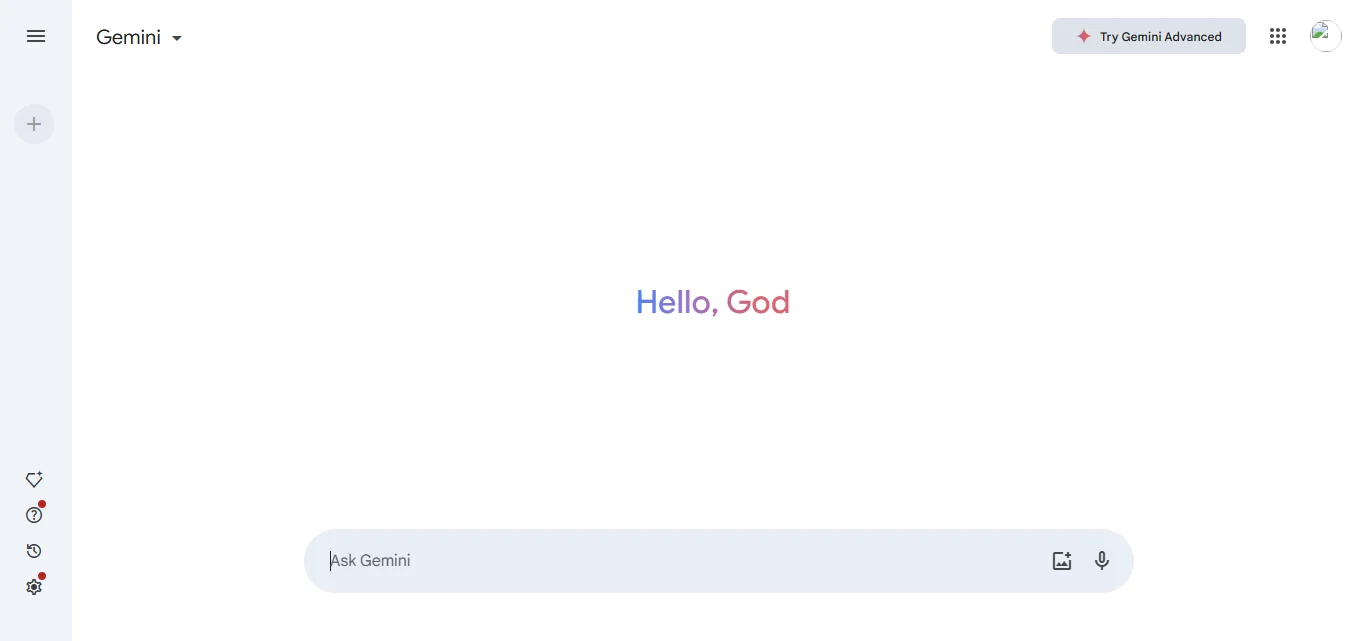 Google Gemini Homepage
