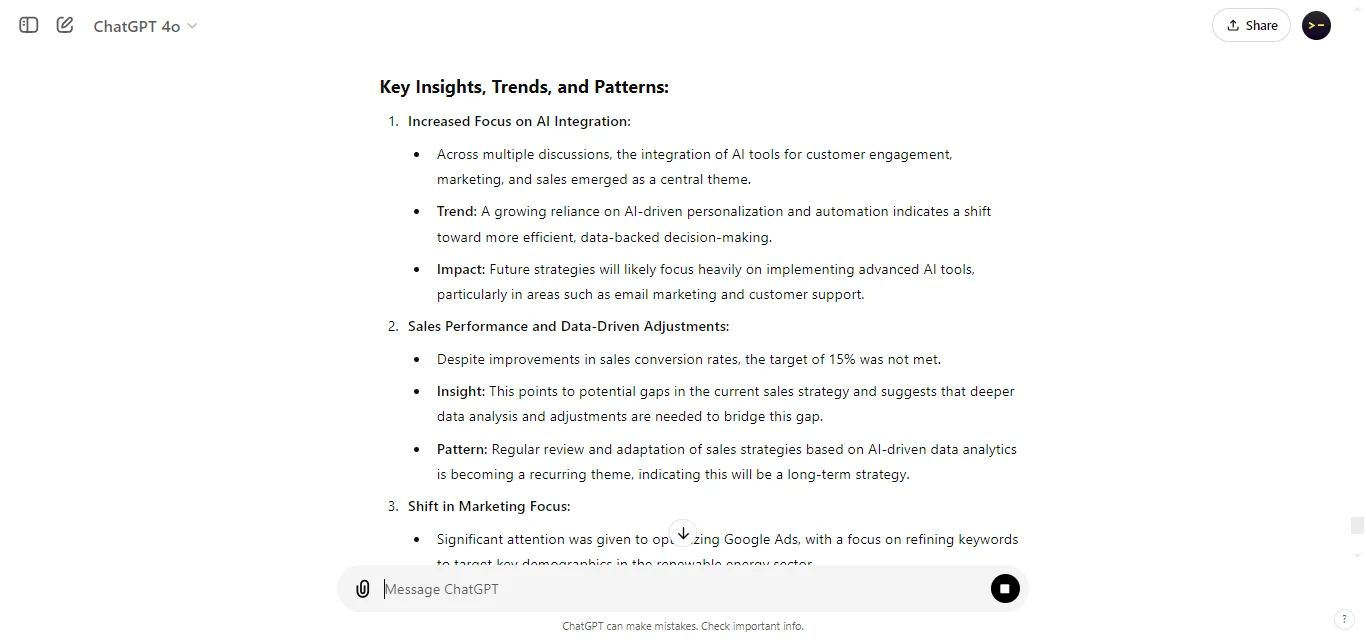 To Identify Key Insights from a Meeting