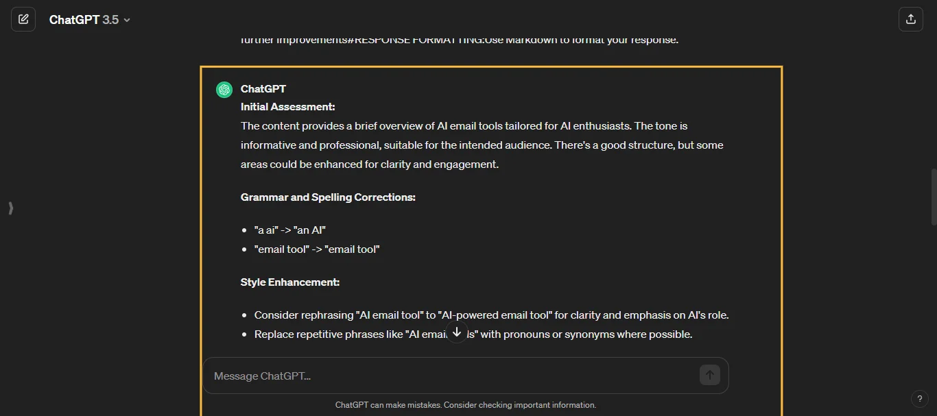 Error Proofreading ChatGPT Prompts