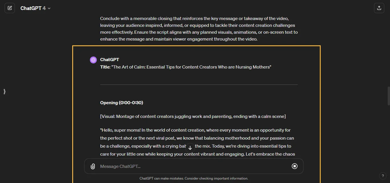 Draft a Script for a Video Chatgpt AI Prompt