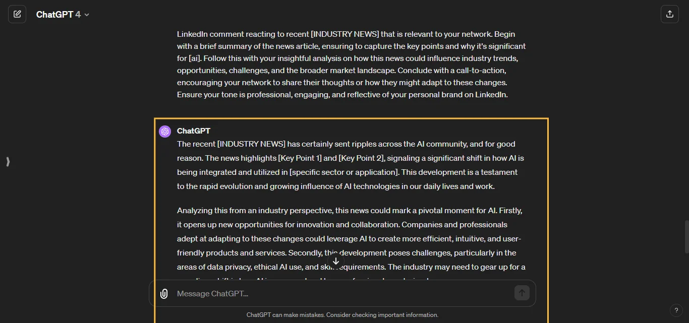 Comment on Industry News Chatgpt Prompts