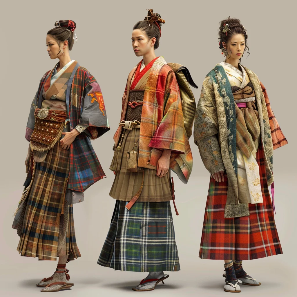 Traditional clothing from two different cultures