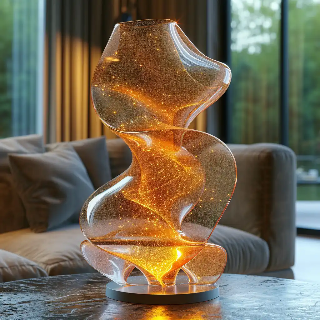 Midjourney AI Prompt: Abstract Glass Sculpture: 3d render, abstract glass sculpture, waves, levitating, quantum wave tracking -chaos 5 -stylize 350