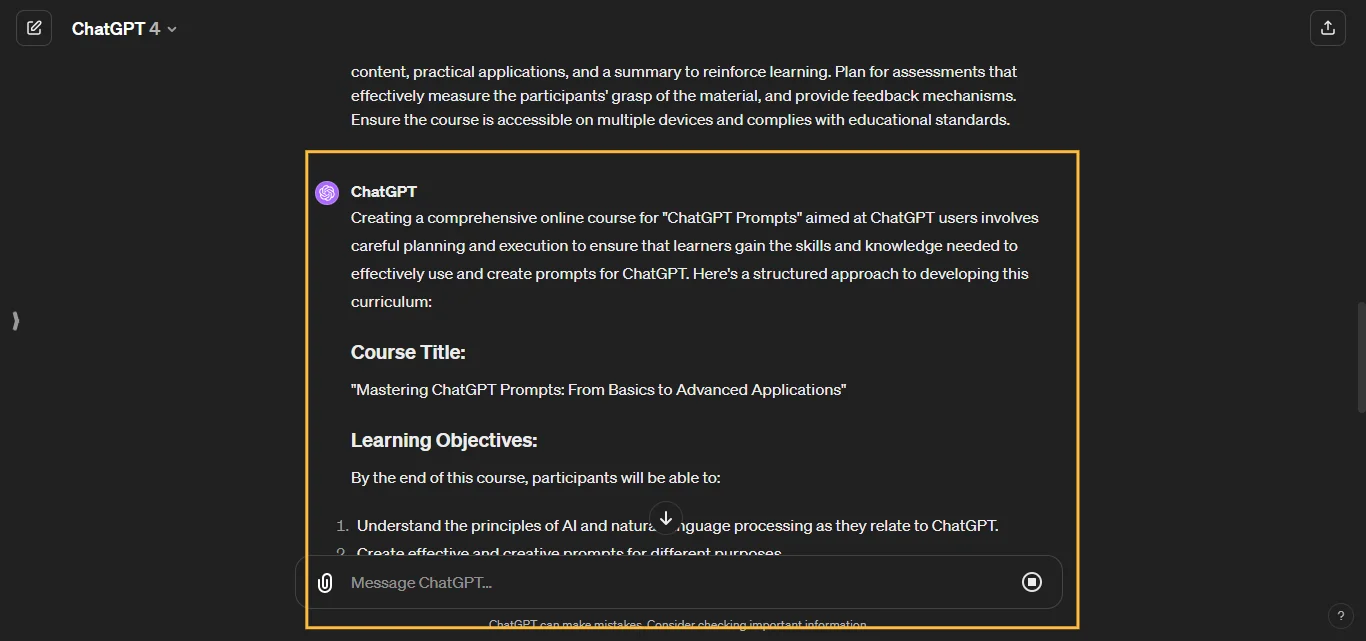 Develop an Online Course ChatGpt Prompts