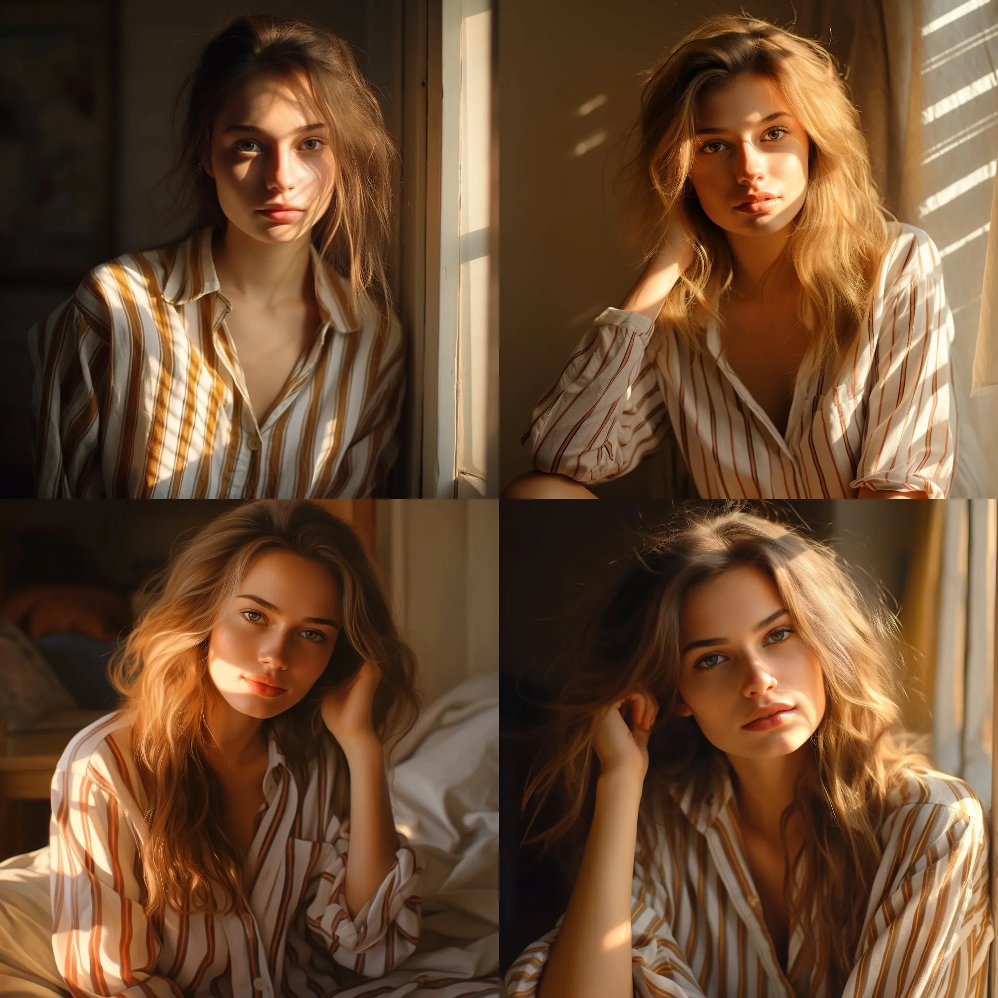pretty blond woman at home