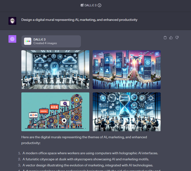Digital mural representing AI, AI Art created by DALL-E 3