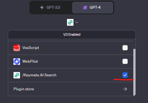Connect ChatGPT to the internet by enabling ''Keymate'' plugin