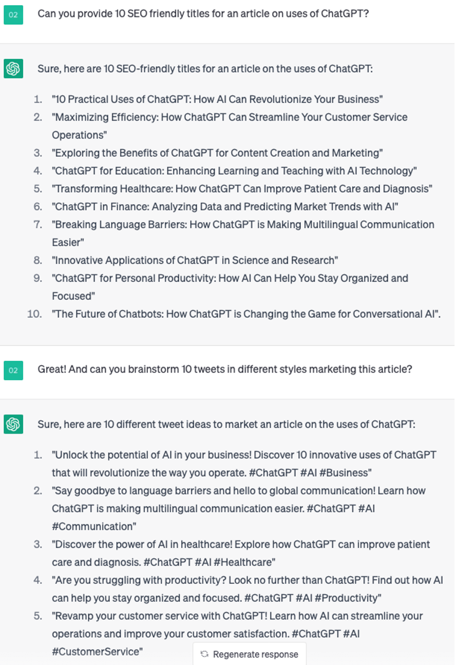ChatGPT brainstorming session
