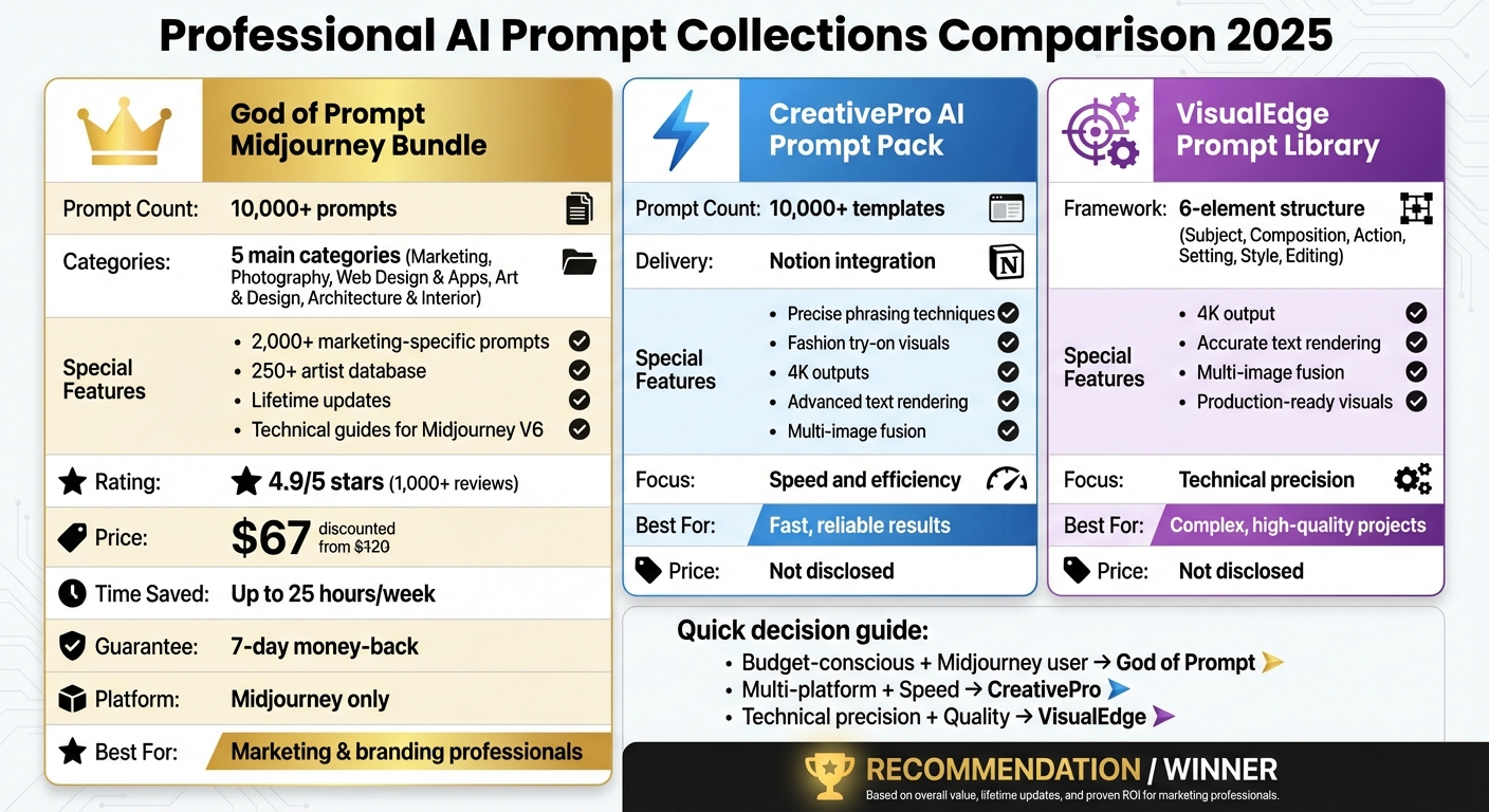 Comparison of Top 3 Professional AI Prompt Collections 2026