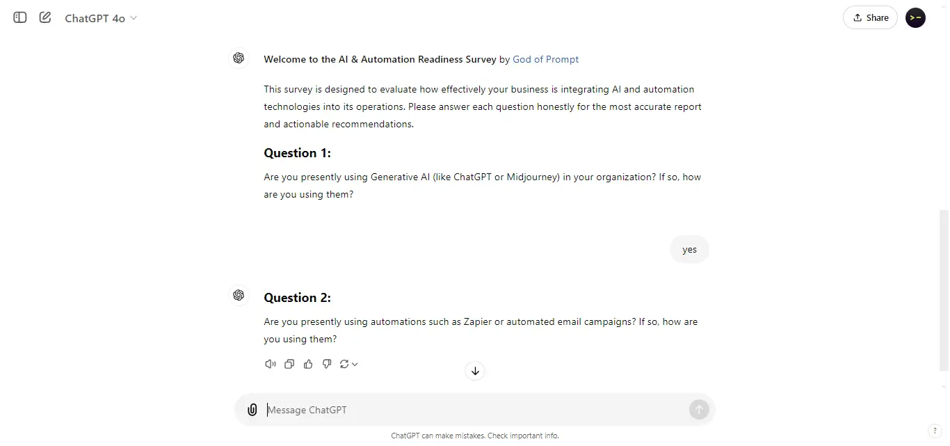 ⚙️ The AI Readiness Survey Mega-Prompt:
