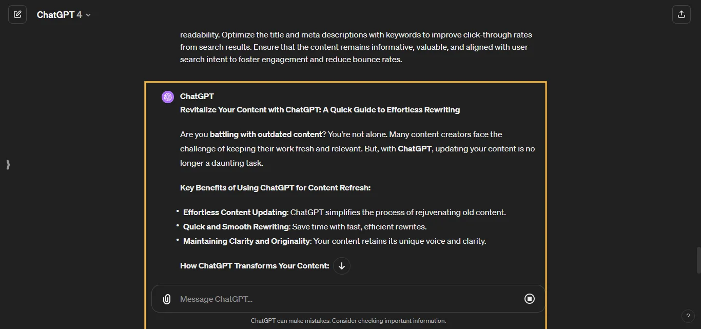 Optimize Text for SEO ChatGPT Prompt