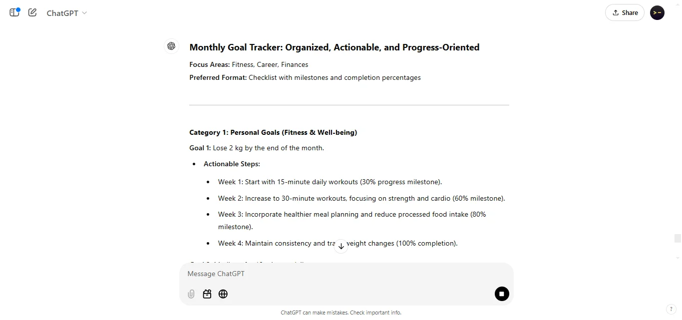 Design a Monthly Goal Tracker
