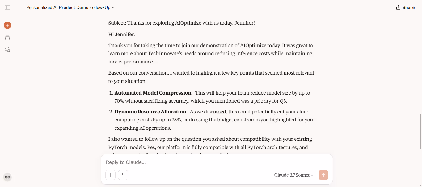2. Craft a Personalized Follow-Up Email After a Demo