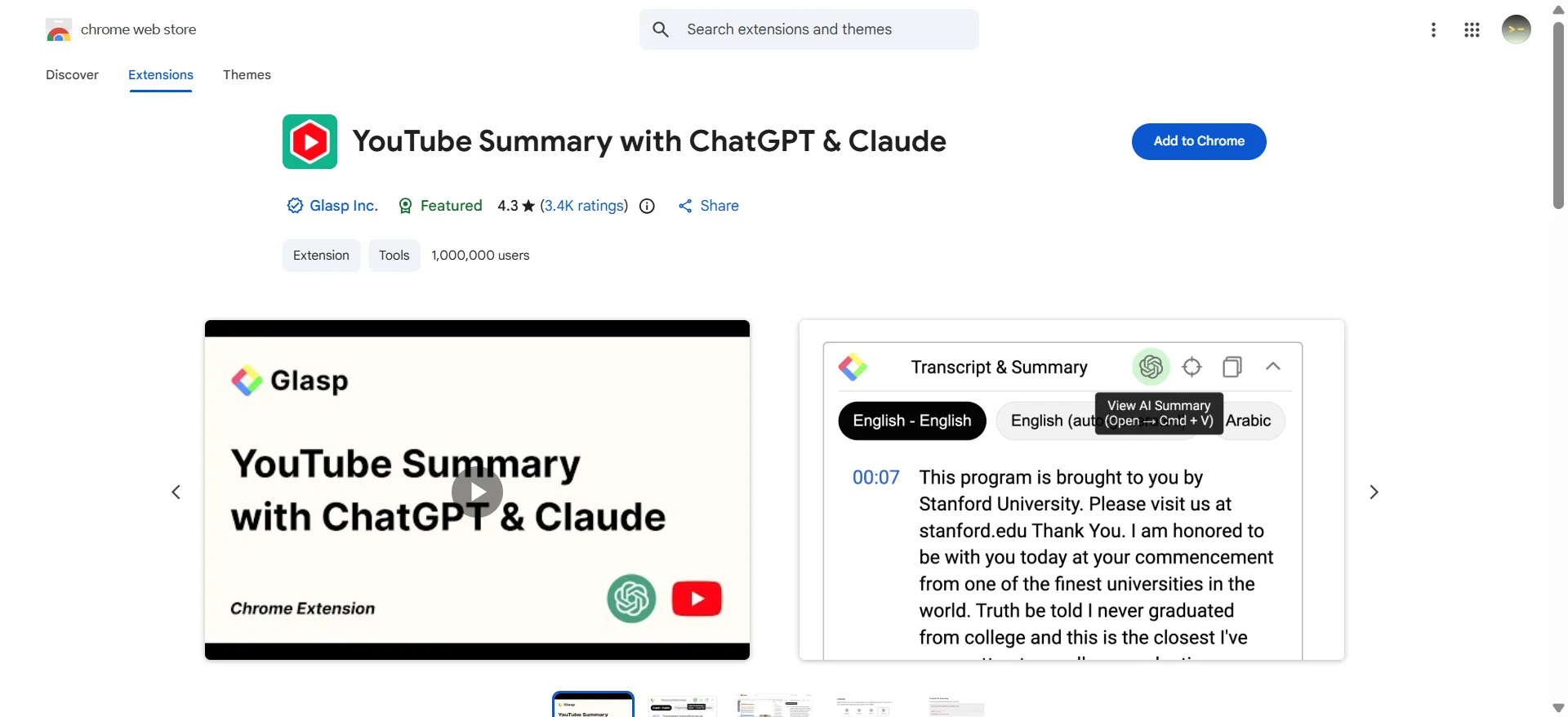 7. YouTube Summary with ChatGPT & Claude