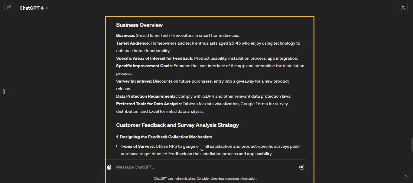 Customer Feedback and Survey Analysis ChatGPT Prompt