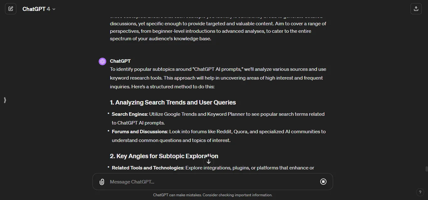 Come Up With Popular Subtopics Chatgpt AI Prompt