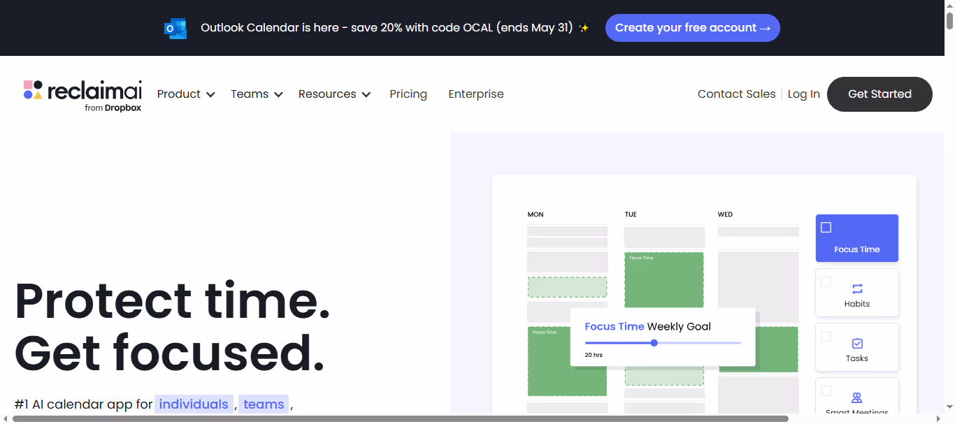 Reclaim – Smart Calendar + Time Management