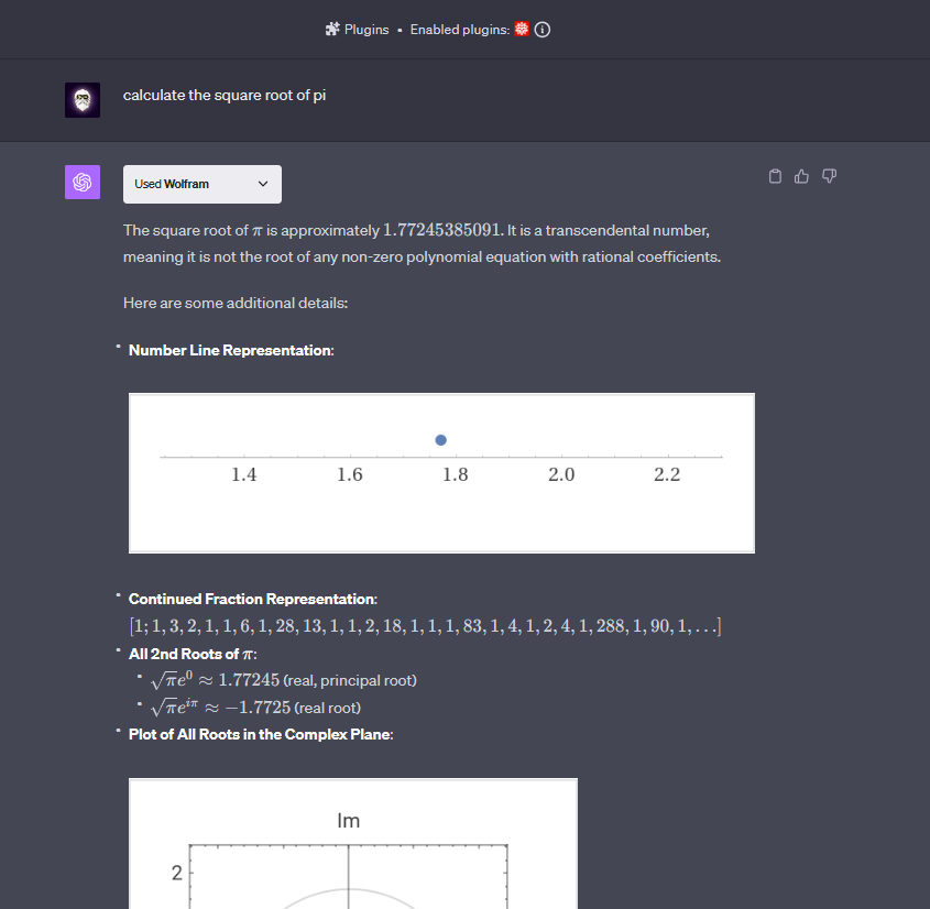 Wolfram plugin allows you to calculate and visualize math-related queries inside ChatGPT