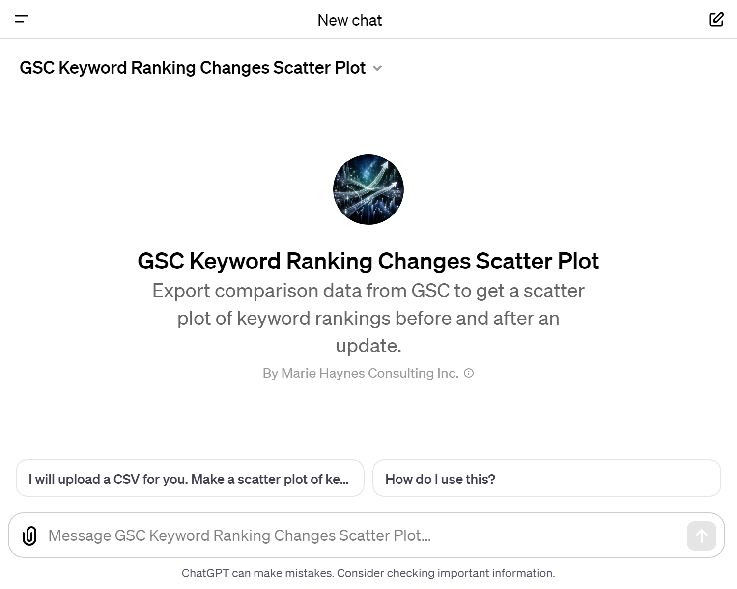 GSC Keyword Ranking Changes Scatter Plot