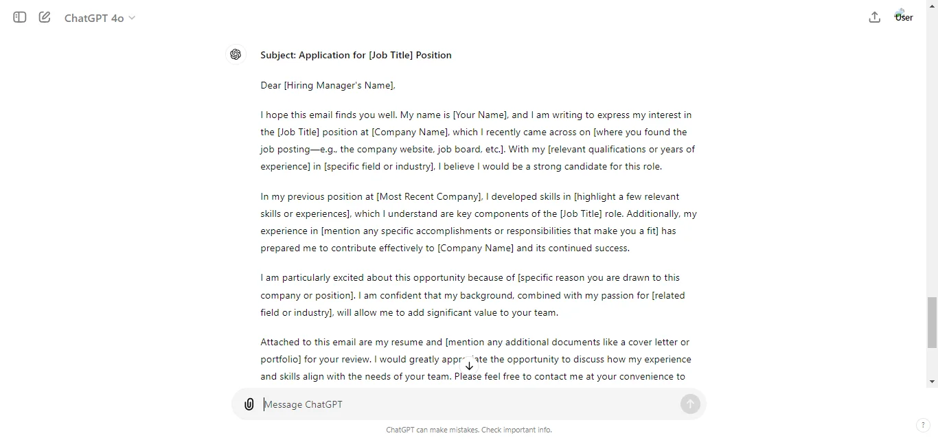 Job Application Email
