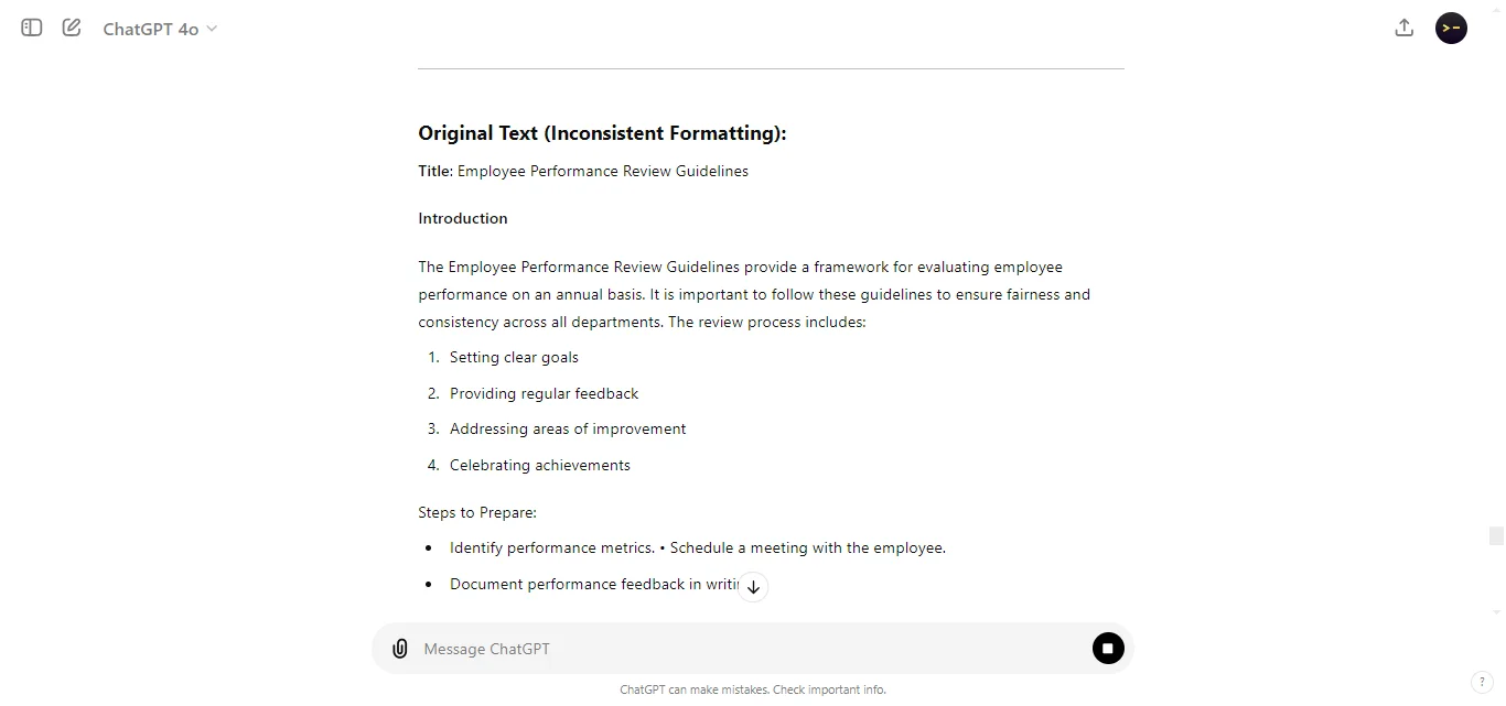 Check for Proper Formatting 