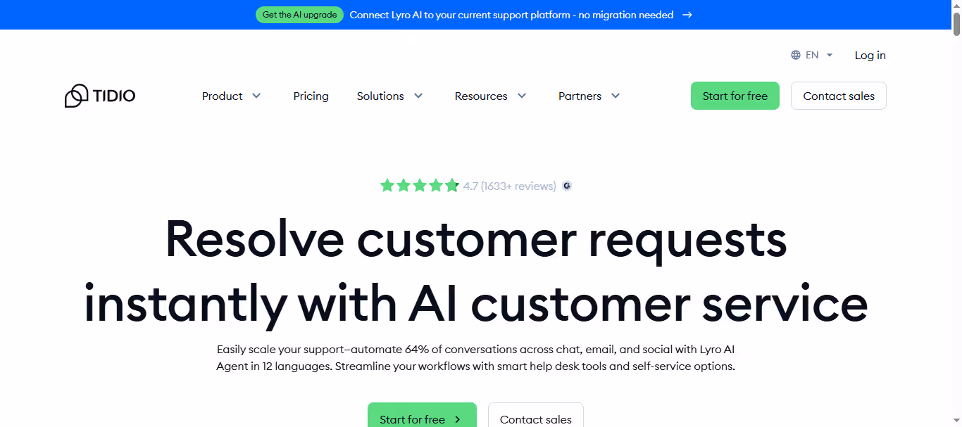 Tidio – AI Chatbot for Support and Leads