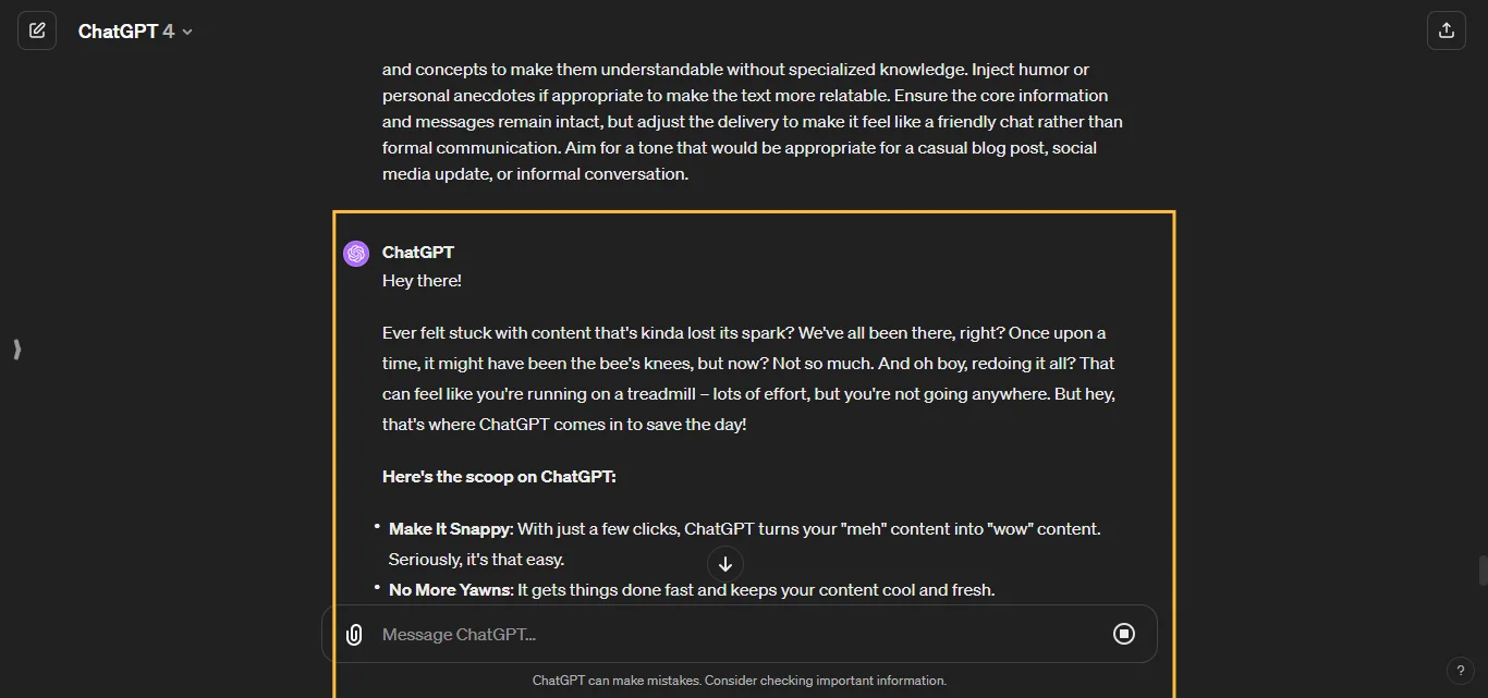 Make Professional Text Sound Casual ChatGPT Prompt