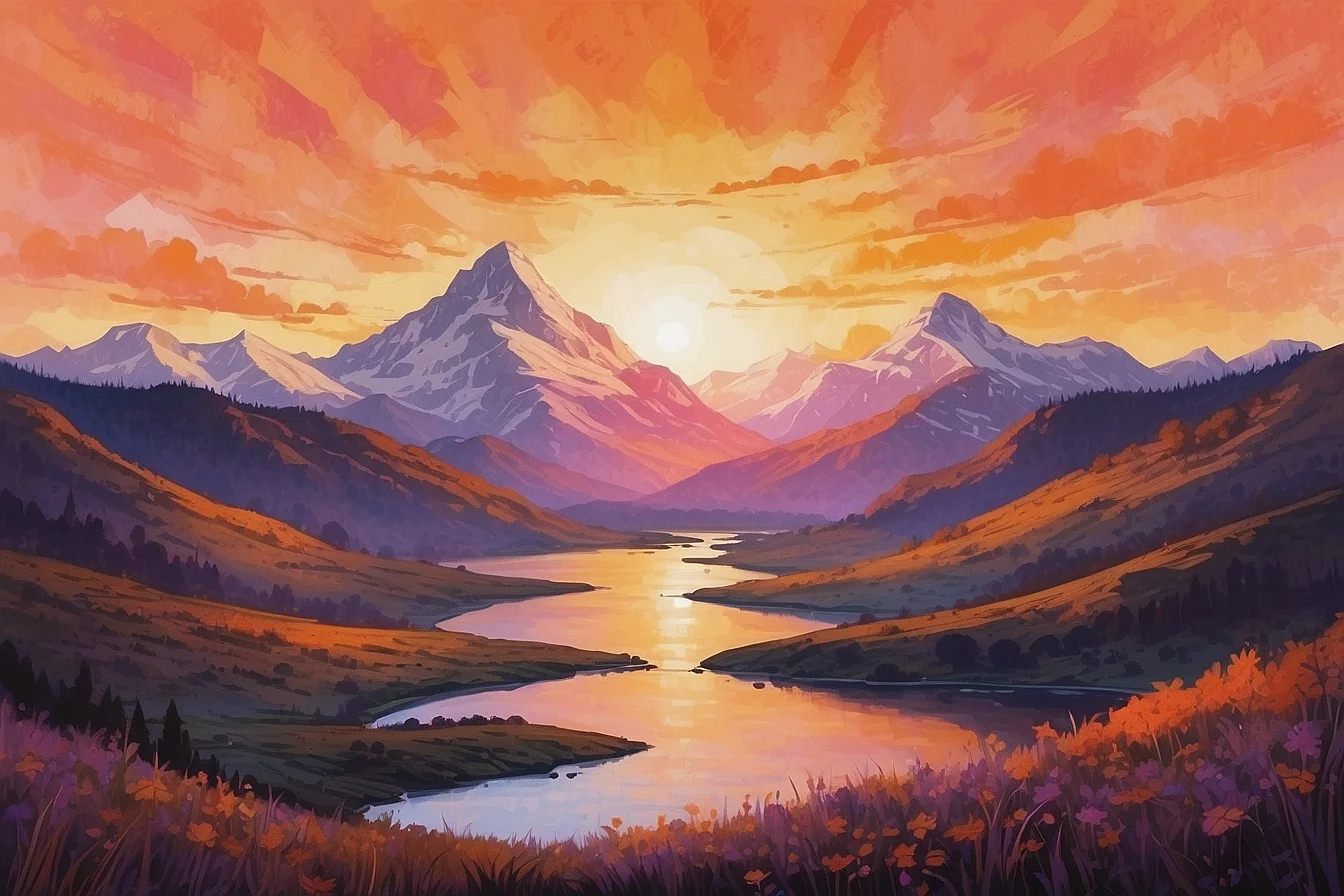 Sunset in the Mountains leonardo image