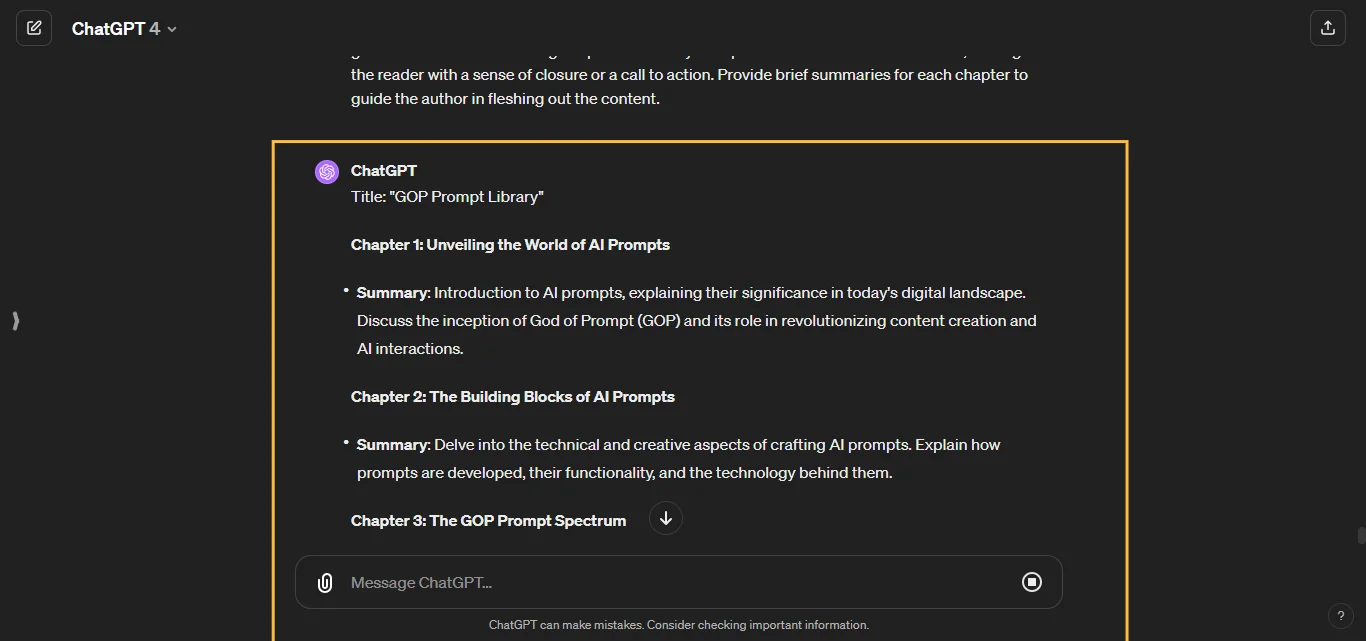 Write book chapters Chatgpt AI Prompt