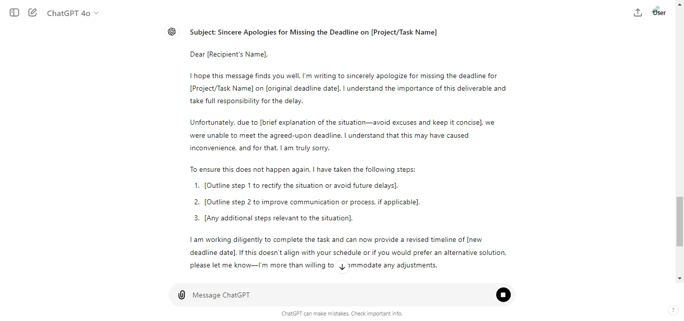 Apology Email for a Missed Deadline