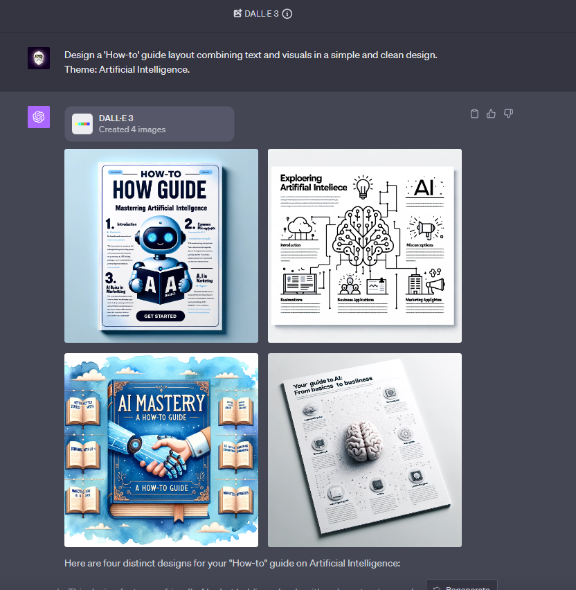 How-to guide layout on the theme of artificial intelligence by DALL-E 3