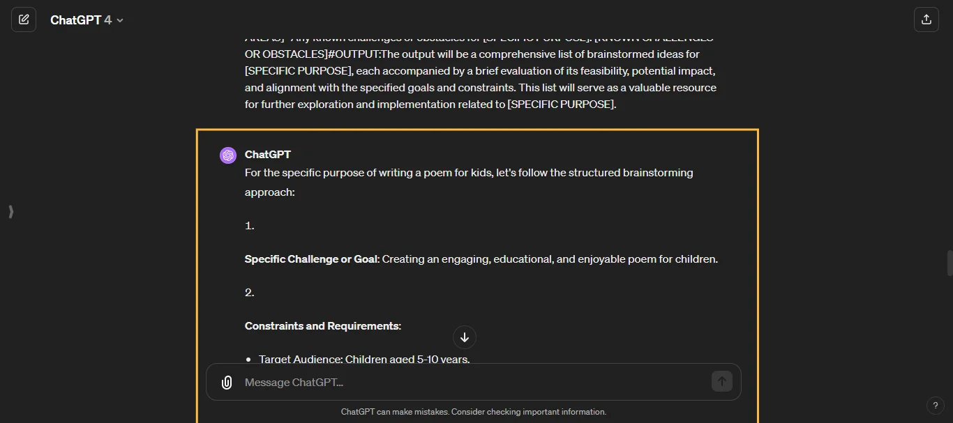 Brainstorming Ideas chatgpt prompt