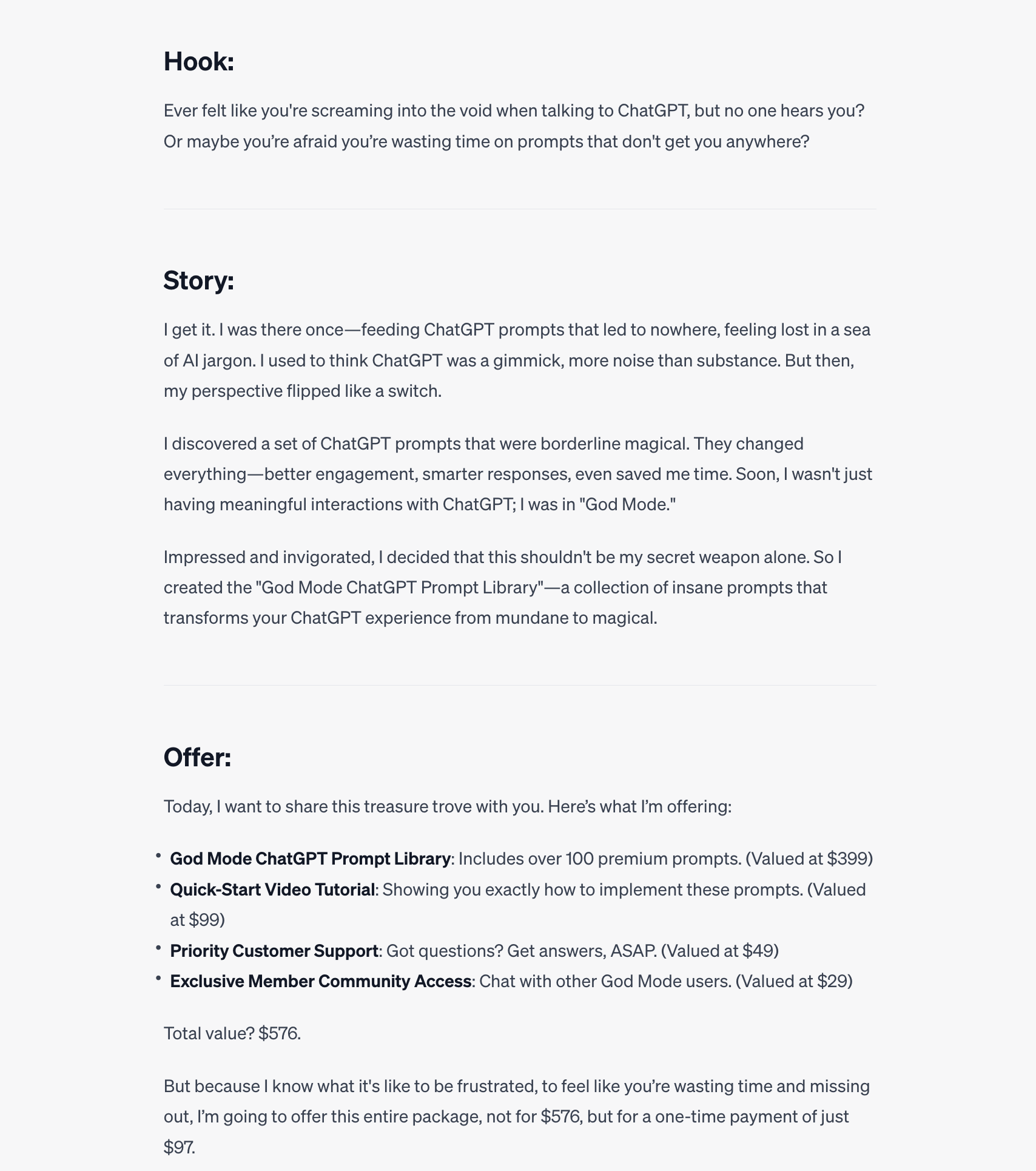 Sales email written by ChatGPT