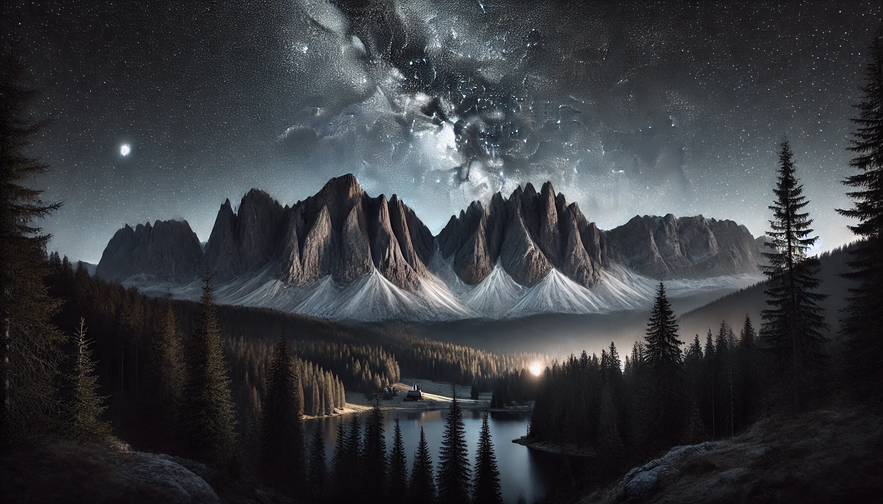 Mountain Range at Night