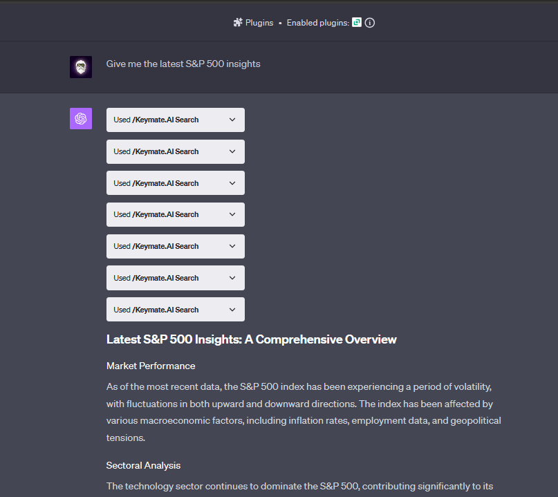 Showcase of ChatGPT connected to the internet via Keymate.AI.