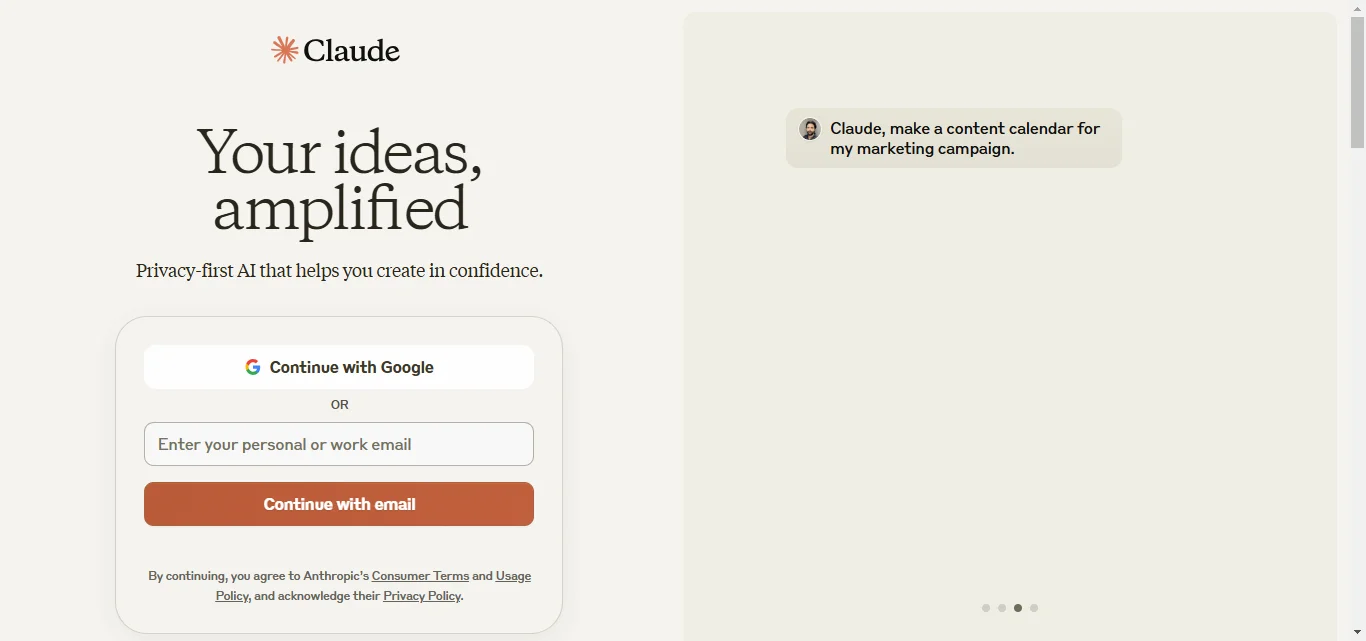 Claude ai homepage