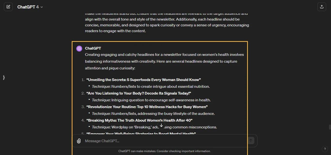 Generate Catchy Headlines Chatgpt AI Prompt